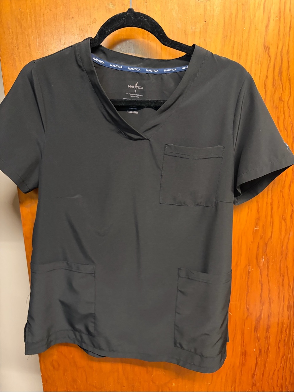 Nautica Black Short-Sleeve V-Neck Scrub Top